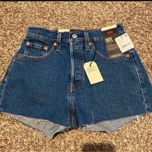 Levi's Blue 501 High Rise Shorts